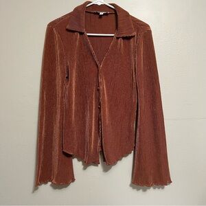 Rust Brown Button-Up Blouse